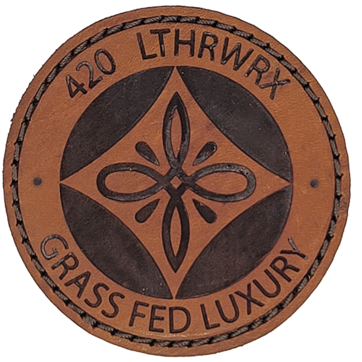420 Lthr Engraved Cir Logo Sewn